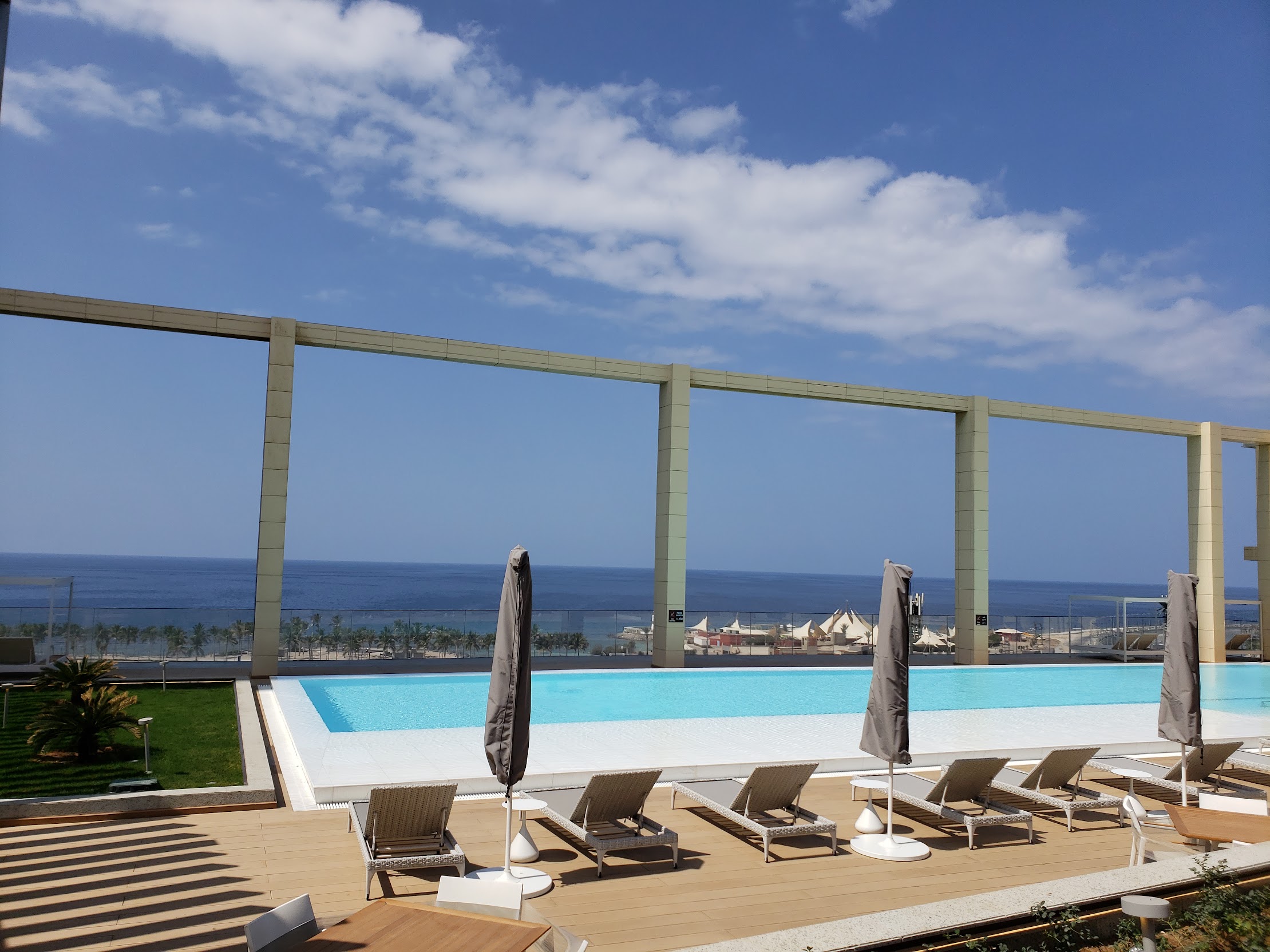 Exterior pool with a view at Shangri-La Jeddah hotel.