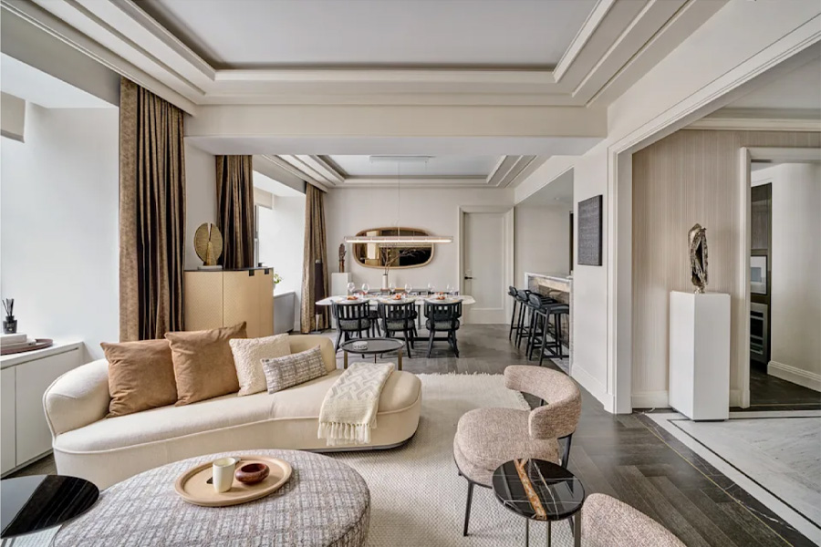 Interior of a guest room at New York’s Waldorf Astoria hotel.